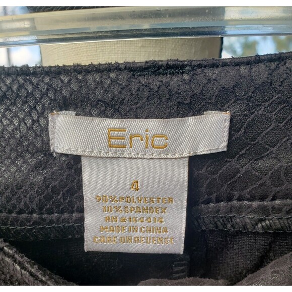 $118 Eric Jenny Jean Sz 4 Tummy Control Textured MID Rise Black Snakeskin Pants - Picture 3 of 14